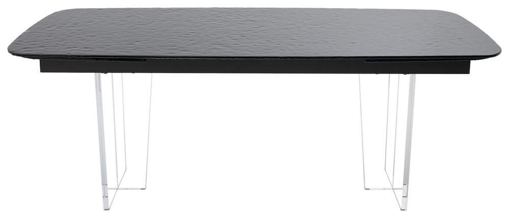 Стол М-City DISAUR Лауритц (Laurits) 200 Черный (Grey), стекло Bubble, Прозрачный каркас