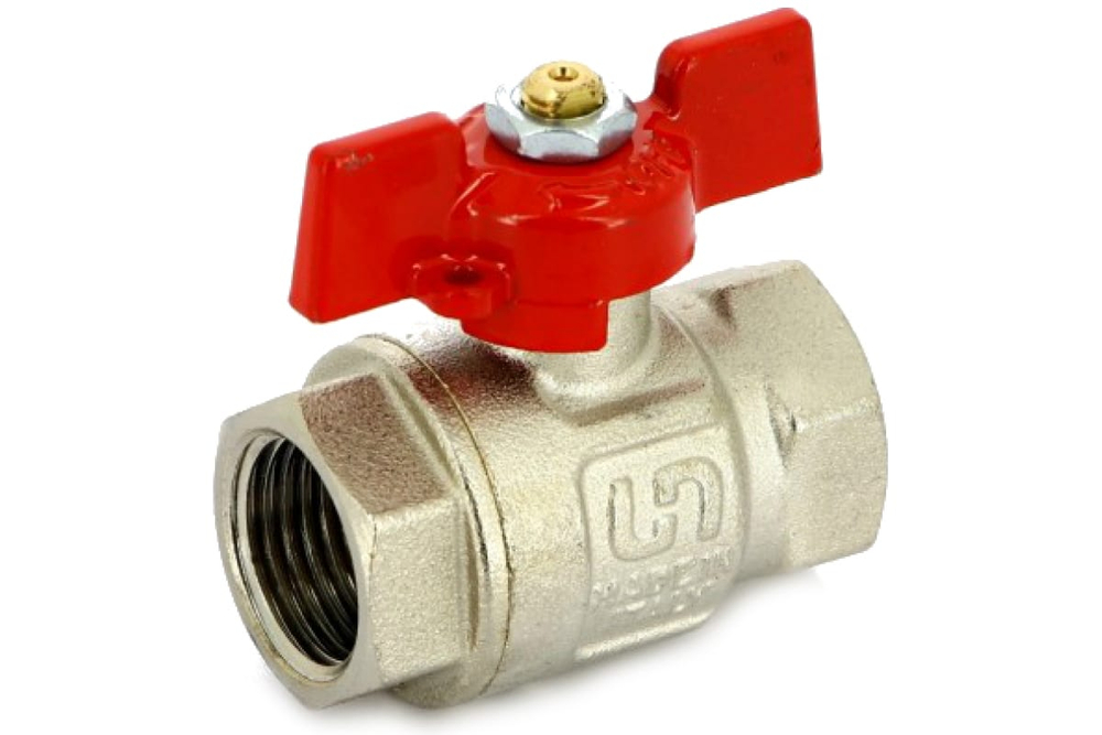 Кран латунный шаровый с полусгоном 3/4" ручка бабочка