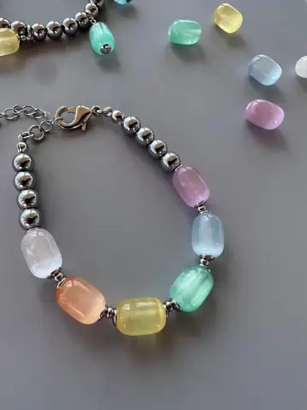 Браслет из гематита и селенита