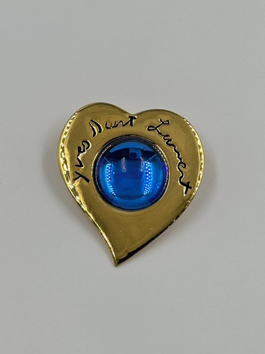 Брошь Сердце с синим кабошоном Yves Saint Laurent