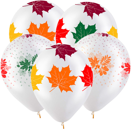 Д 12"/30 см Осенние листья Разноцветные Прозрачный 30 см.