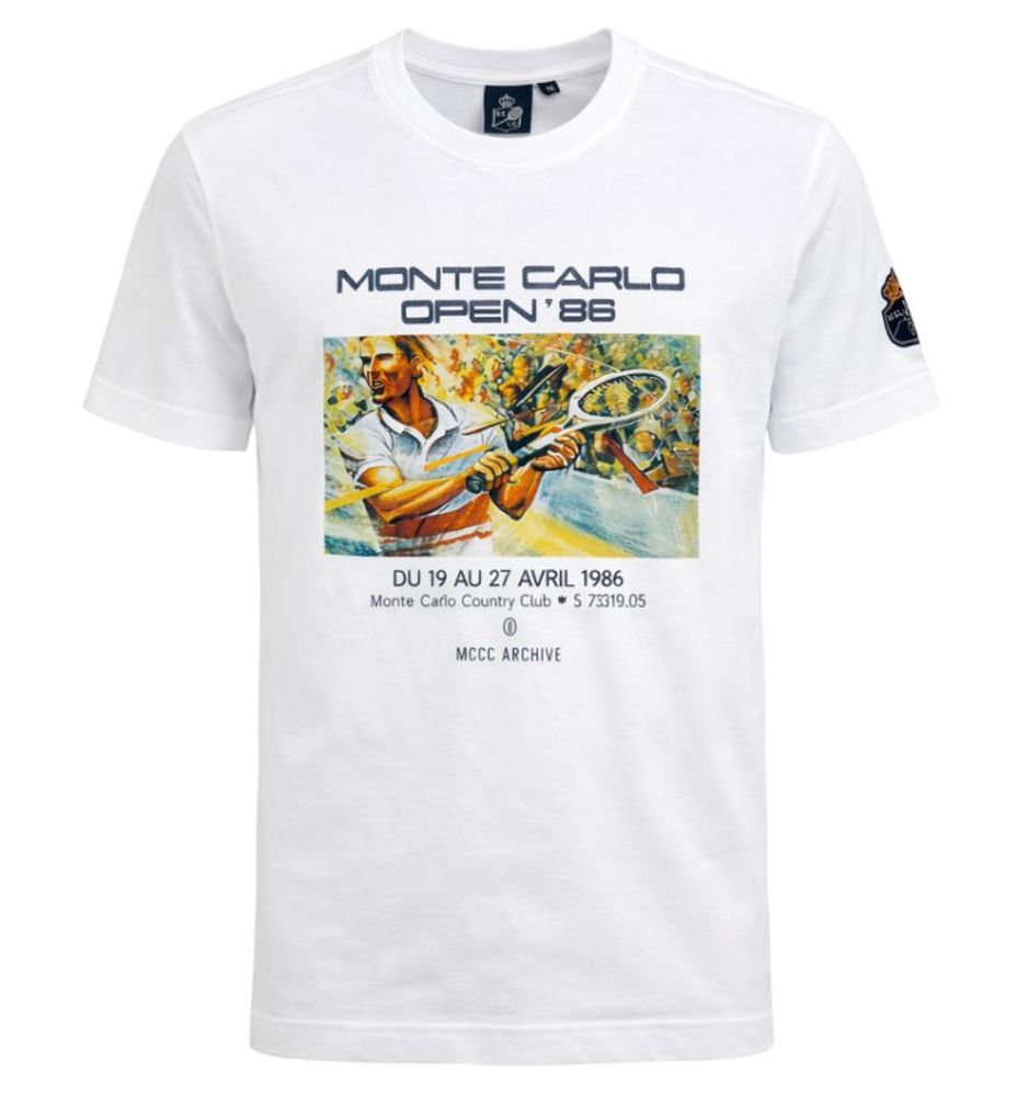 Мужская теннисная футболка Monte-Carlo Country Club MCCC Open' 86 Print - white