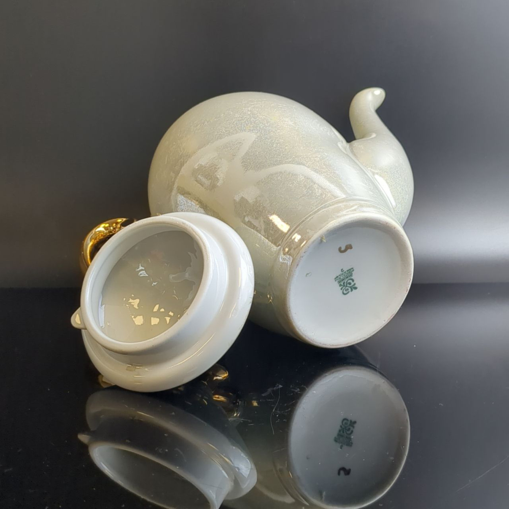 Чайник - кофейник заварочный фарфоровый, люстр, золочение, Wloclawek porcelana, золочение, винтаж Польша, времён СССР 1967-1973 гг