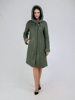 Дубленка зима натуральная удлиненная с капюшоном