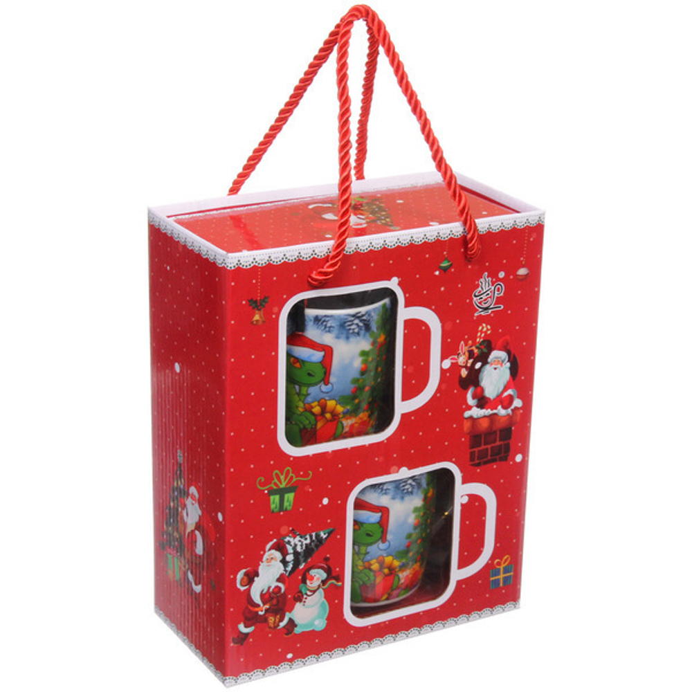 Кружка керамическая 200мл в наборе 2шт с ложками» Загадочный Дракон»