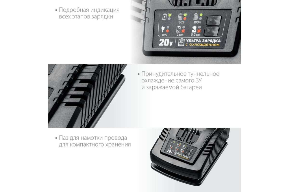 Зарядное устройство для Li-Ion АКБ ЗУБР Профессионал 20В, 6А, тип T7 RT7-20-6