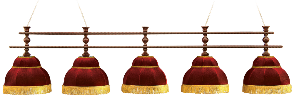 Лампа Аристократ-3 5пл. береза (№3,бархат зеленый,бахрома желтая,фурнитура золото)