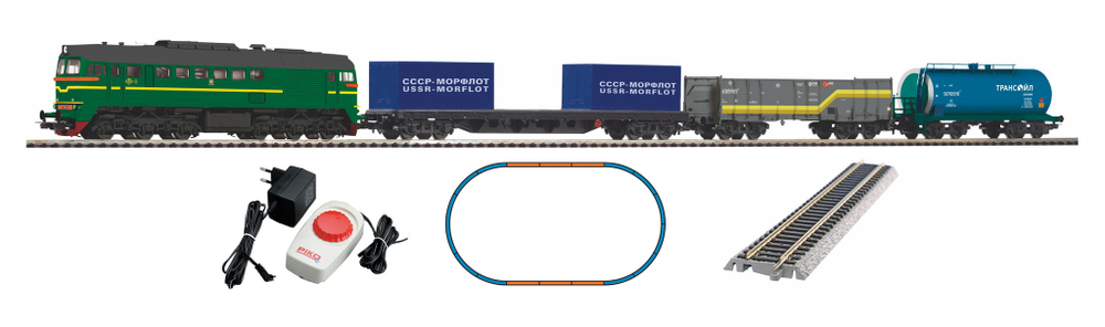 Стартовый набор "Тепловоз М62 + 3 грузовых вагона, СЖД" (PIKO 97940)