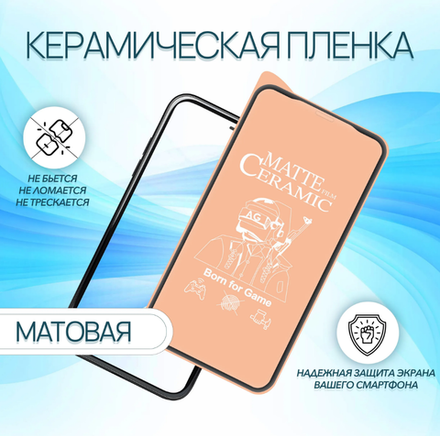 Защитное стекло Матовое Ceramics RedMi 13C/13R/POCO C65 (черный) 9D тех.упаковка