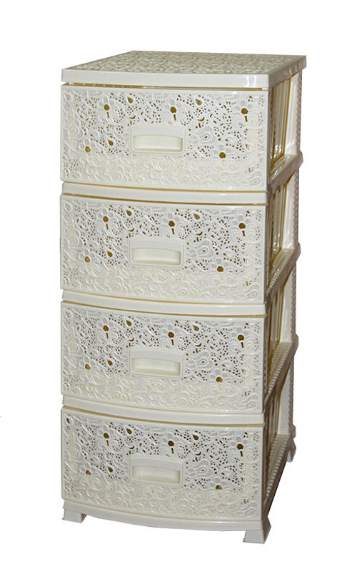 Комод ДЕКОР 4 ярус АЖУР слоновая кость В95*Ш38*Г47