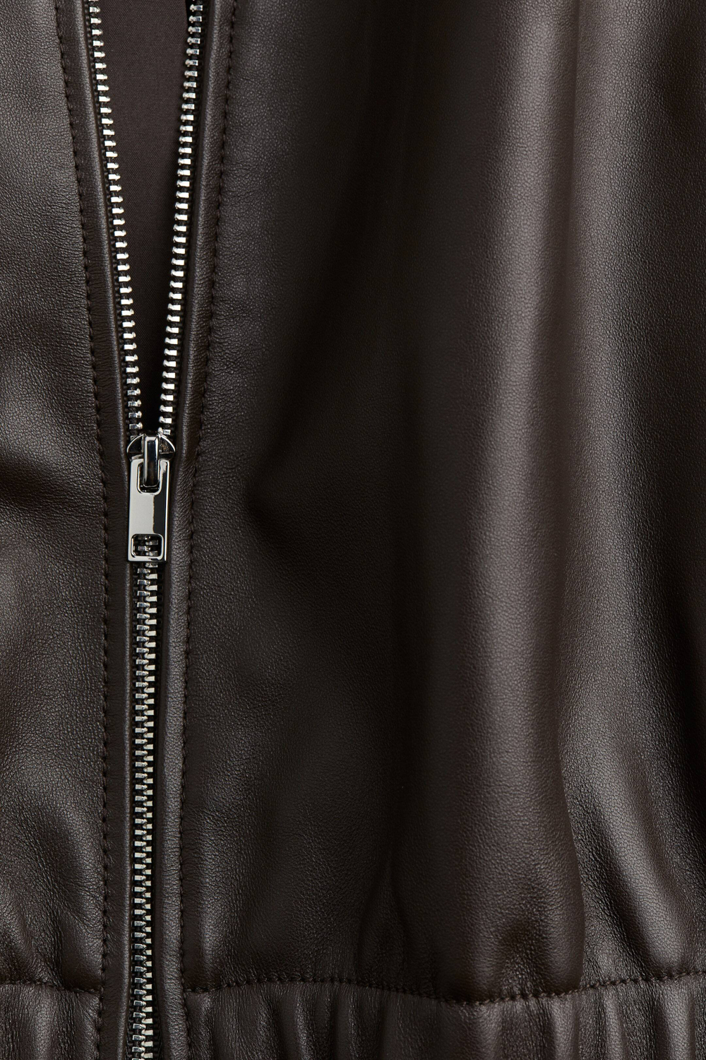 H&M Кожаная куртка оверсайз, темно-коричневый