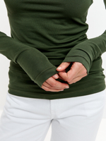 Лонгслив с асимметричным вырезом в цвете хаки