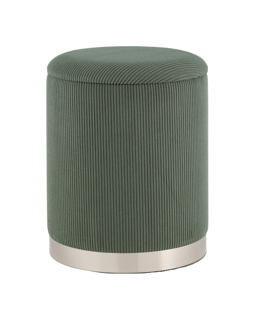 Пуф Эмили с ящиком серебро вельвет зелёный