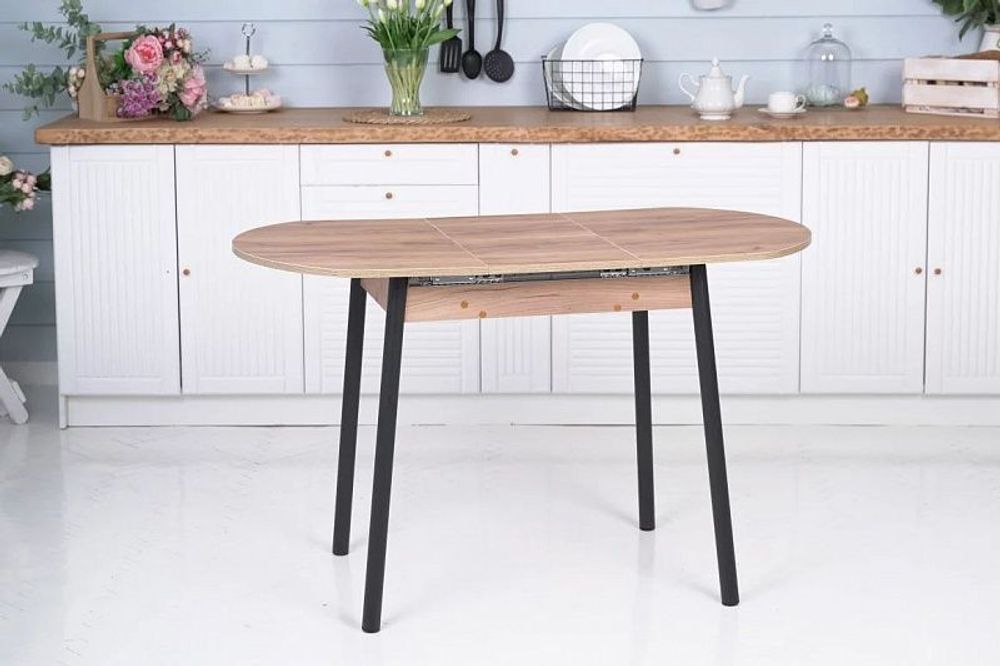 Стол обеденный Кэлли ЛДСП раздвижной каркас чёрный