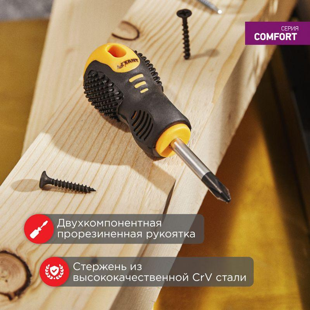 Отвертка крестовая PH 2х40мм двухкомпонентн. рукоятка Rexant 12-4730