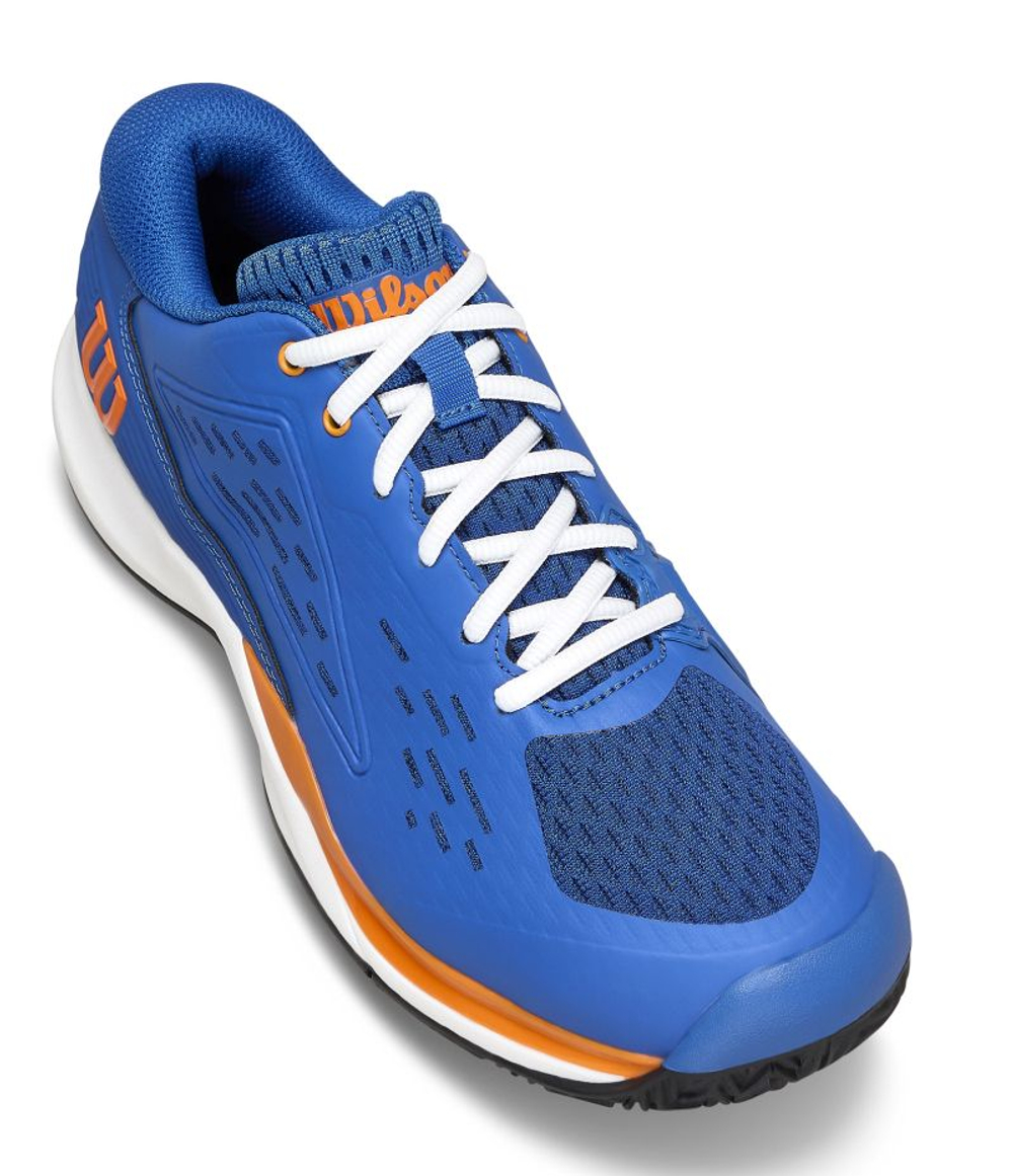 Детские теннисные кроссовки Wilson Rush Pro Ace Jr - deja vu blue/orange tiger/white