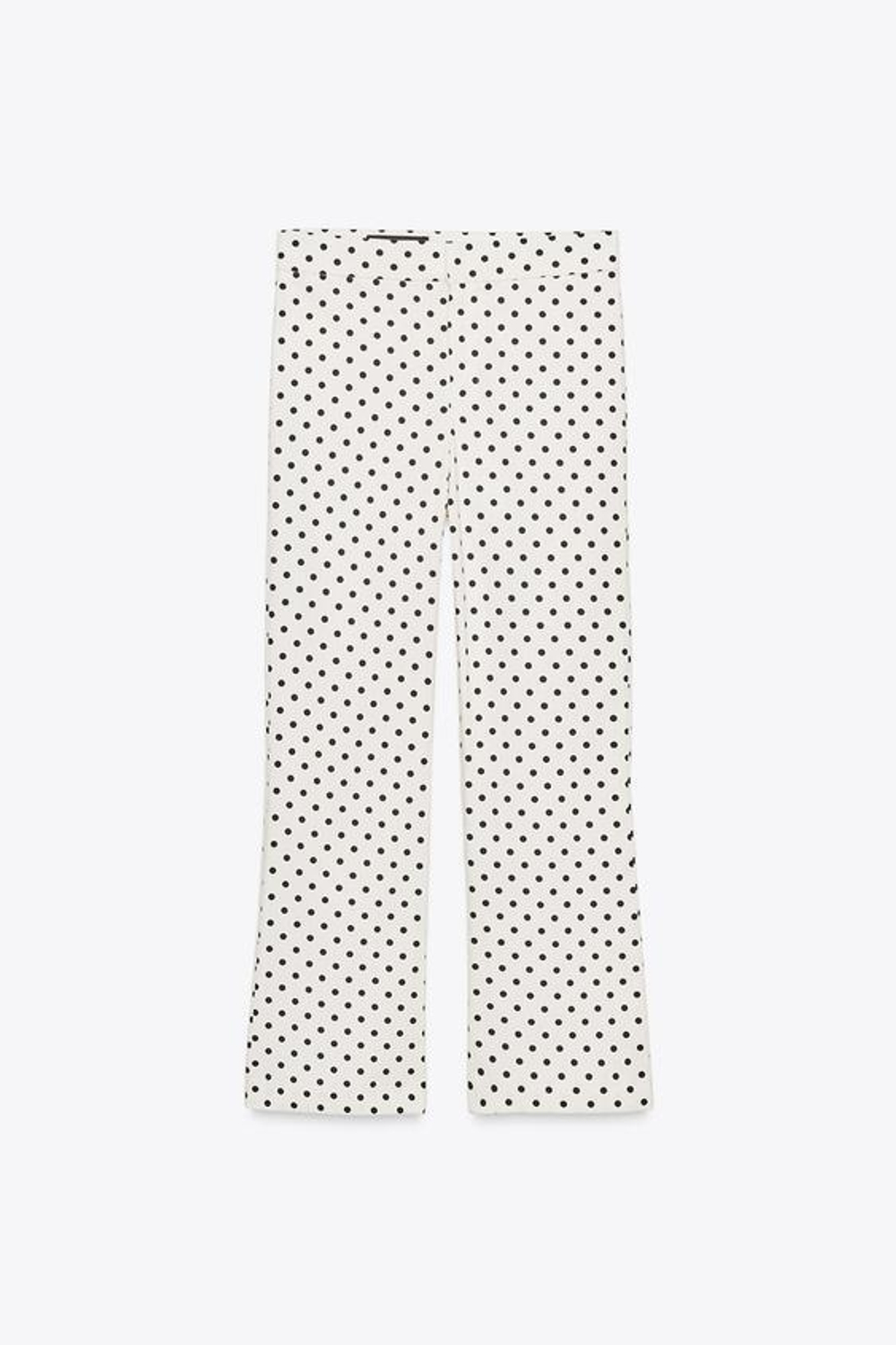 ZARA БРЮКИ MINI FLARE В ГОРОШЕК, ЭКРЮ / ЧЕРНЫЙ