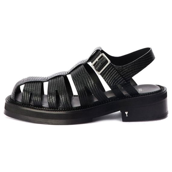 Amiparis Leather Buckle Thick Heel 'Black'