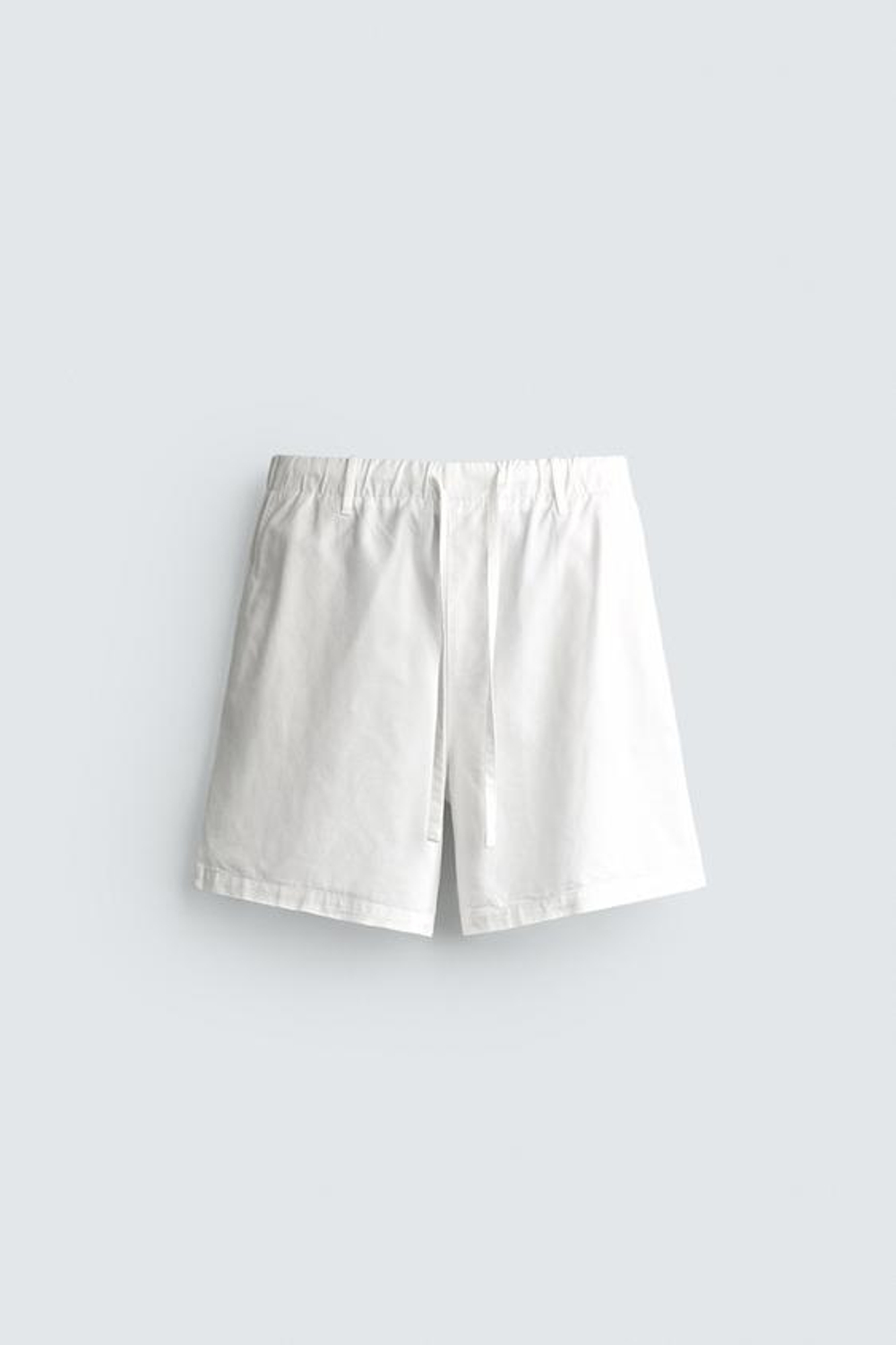 ZARA ШОРТЫ REGULAR FIT ИЗ ХЛОПКА И ЛИОЦЕЛЛА, ЖЕЛТОВАТО-БЕЛЫЙ
