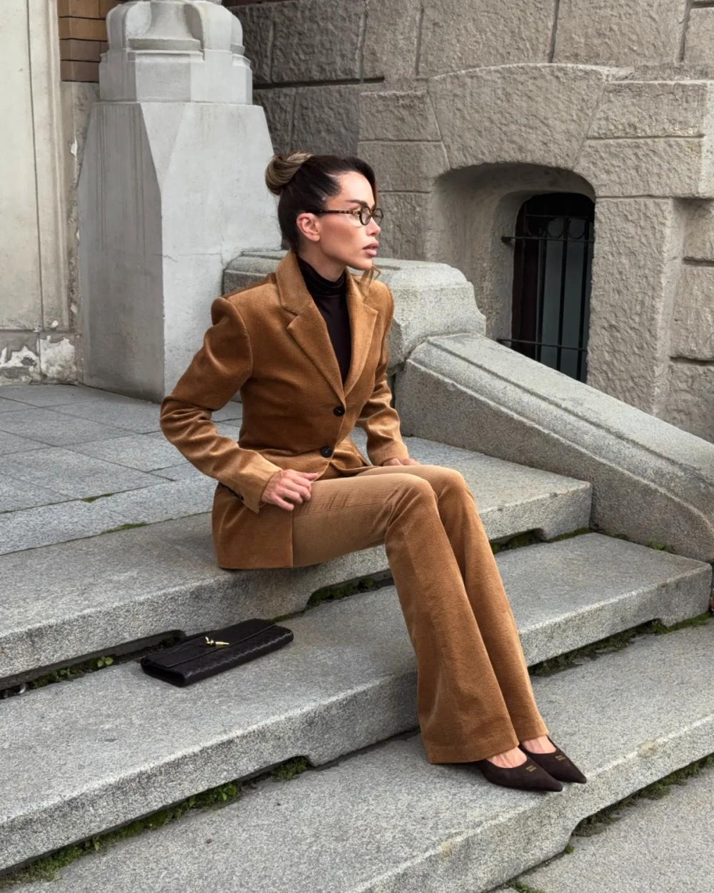 Брюки-клеш вельвет, Коричневый