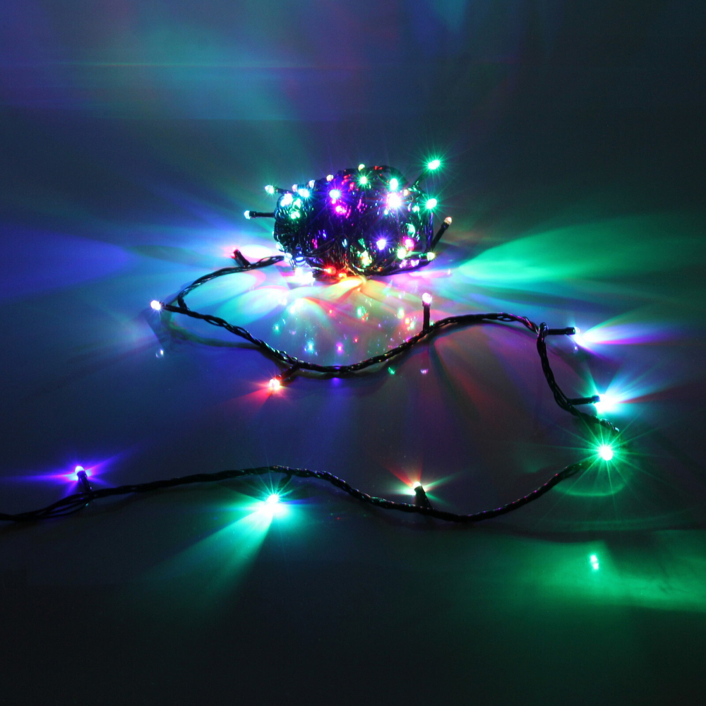 Гирлянда для дома 9,5м 100 ламп LED черный.пров, авторежим, IP-20, RGB (возможность соединения)