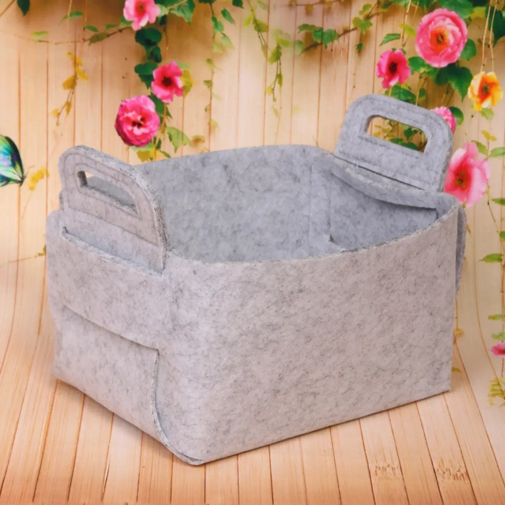 Корзина для хранения войлок 18*15*11 светло-серая