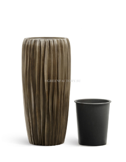 Кашпо TREEZ Effectory - Metal - Высокий конус Design Wave - Чернёная бронза