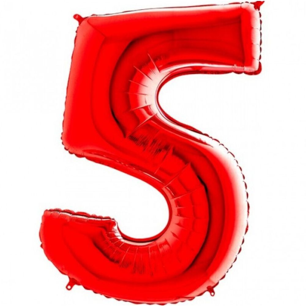 Шар фольгированный ЦИФРА &quot;5&quot; 40&quot; Red с гелием
