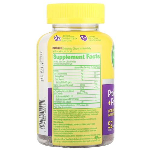 Culturelle, Жевательные мармеладки с пробиотиками и пребиотиками, ягодное ассорти, 52 жевательные таблетки