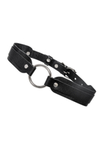 Черный кожаный чокер-ошейник со скруглёнными углами (Цвет: черный)