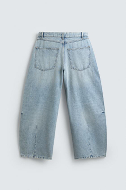 ZARA ДЖИНСЫ BALLOON FIT НА МОЛНИИ, ЗЕЛЕНОВАТО-СИНИЙ