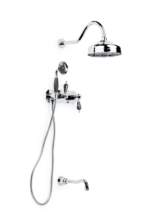 Boheme Смеситель для ванны, встроенный Tradizionale Nero c черным Swarowski