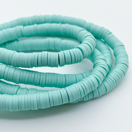 Бусина-диск, цвет мятный, размер 6 мм, цена за нить 40 см