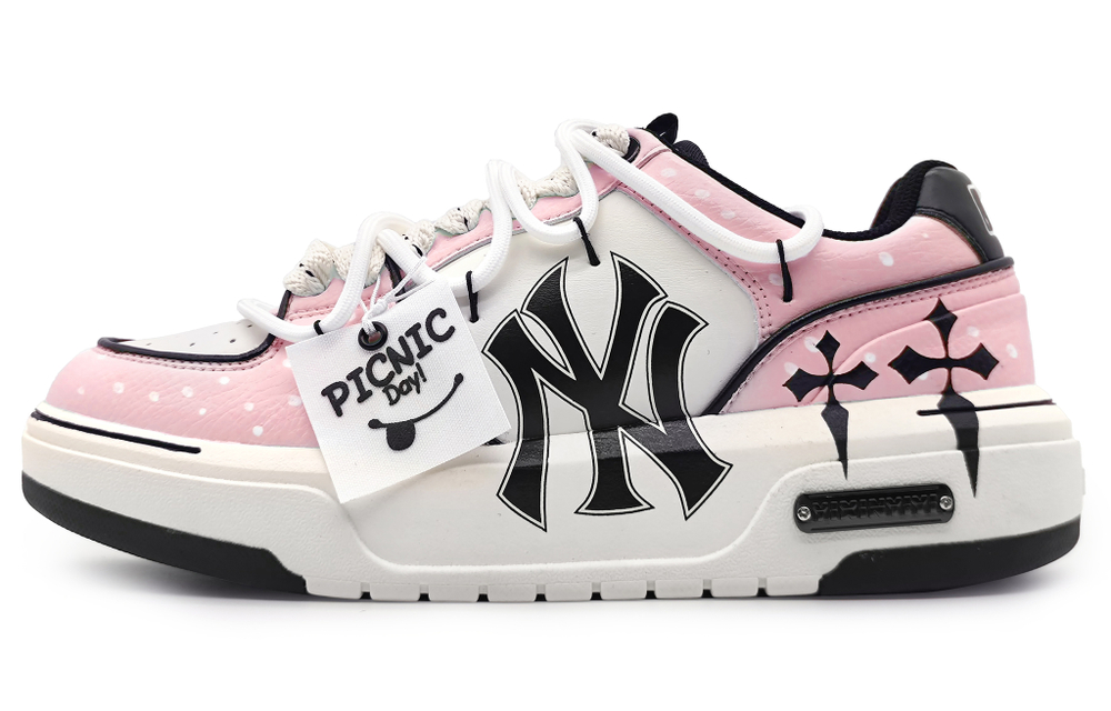 [Customized sneakers] MLB Chunky Liner PU Xueluo Feihua peach pink retro cross deconstructed detachable sign wear-resistant increased low-top sneakers for men and women the same peach pink