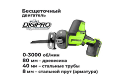 Пила сабельная аккумуляторная GREENWORKS 24 V без акк и з/у   1200507