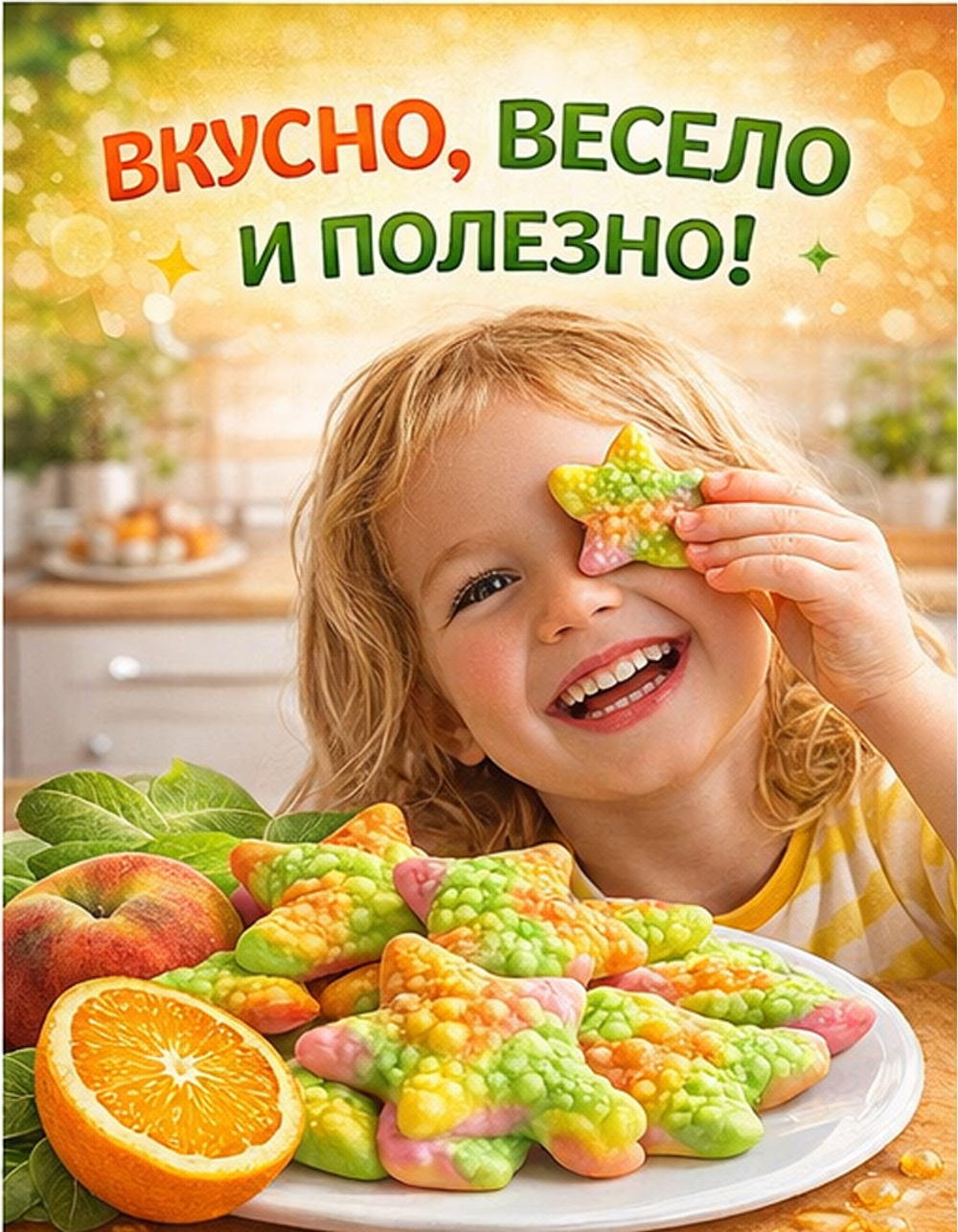 «KrutFrut», Звездочки мармелад жевательный со вкусом персика и апельсина