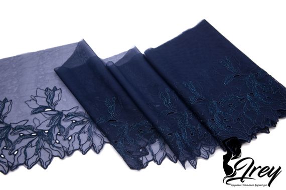 05-101 ОПТ Вышивка на неэл. сетке 25 см, темно-синий (левая)