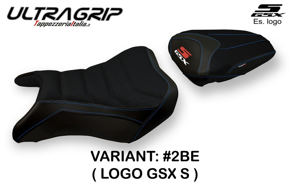 SUZUKI GSX 750 S (17-20) чехол для сиденья Tappezzeria KYOTO TOTAL BLACK ULTRAGRIP LOGO GSX S