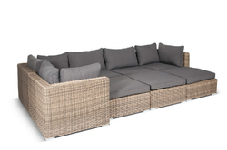 "Лунго" плетеная оттоманка с подушкой, цвет соломенный