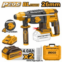 Аккумуляторный перфоратор BL 20В, 2,5Дж 2хАКБ 4Ач и ЗУ SUPER INGCO CRHLI202287 INDUSTRIAL
