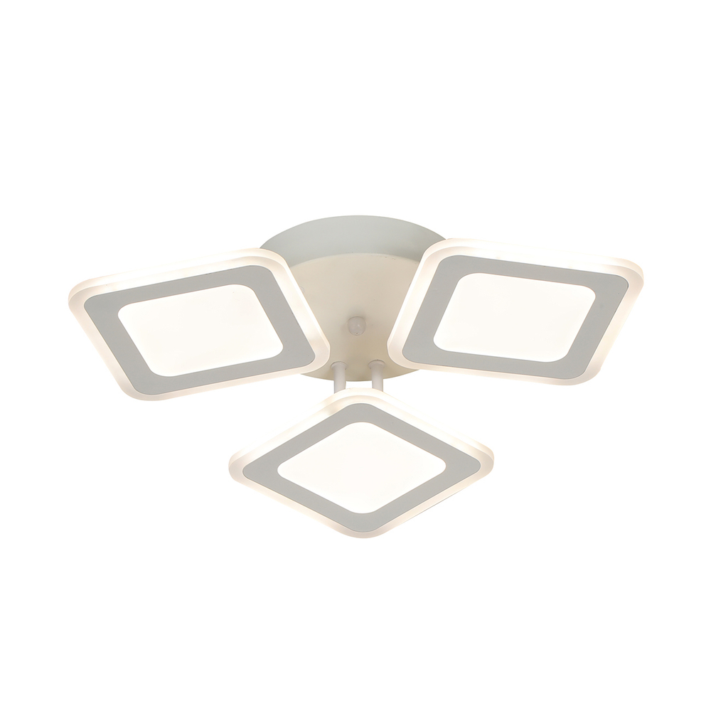 Потолочный светодиодный светильник 56Вт, 4578лм, 3000-6000K, Ra>80, плавная регулировка мощности, изменение цветовой температуры, пульт, металл/акрил, белый