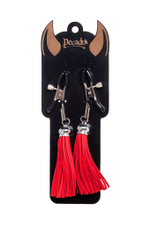 Зажимы на соски «Прищепки» с красными кисточками из замши (Цвет: красный)