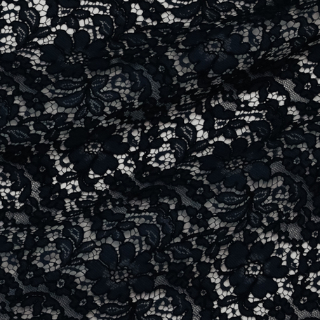 Хлопково-вискозное кордовое кружево темно-синего цвета