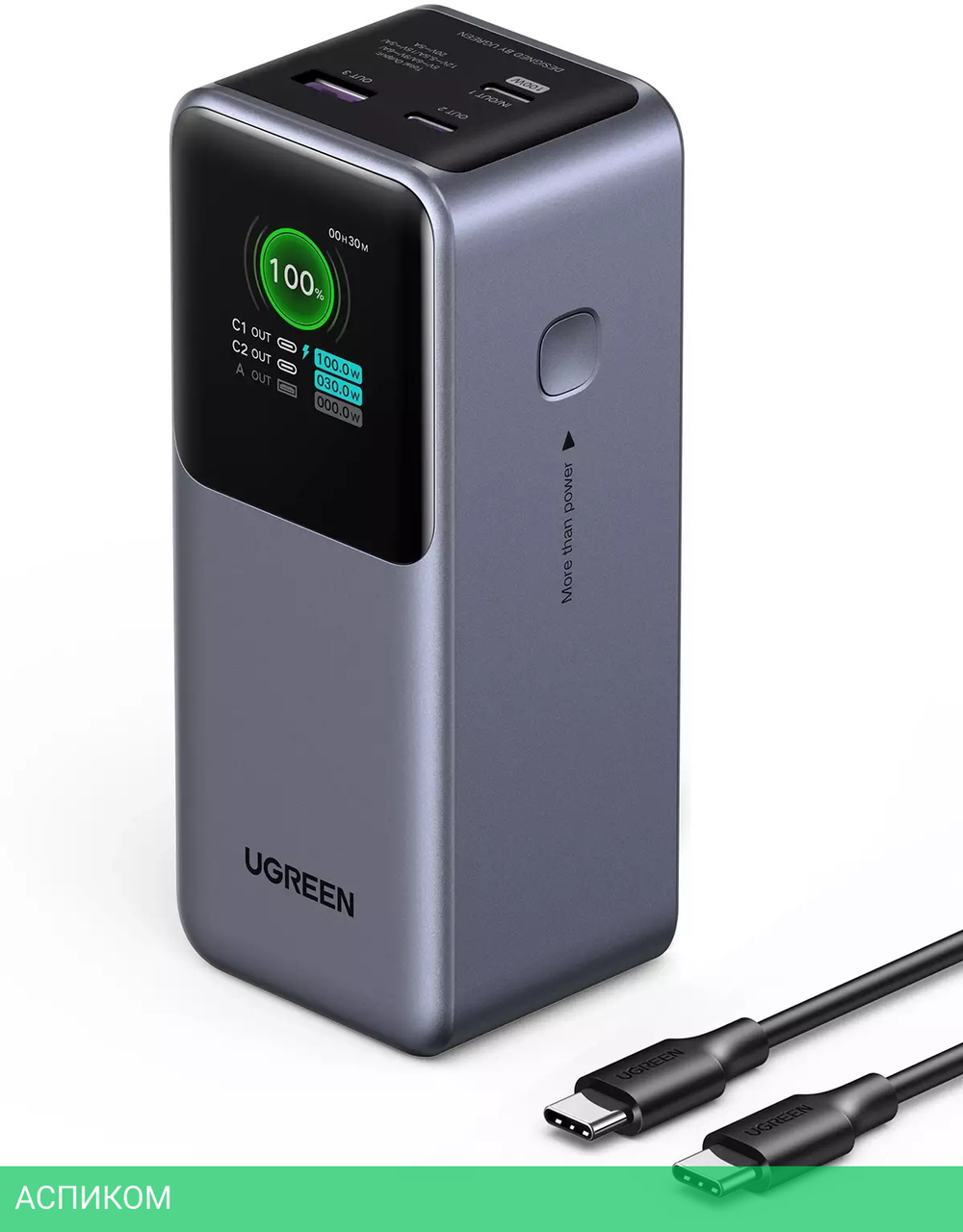 Портативное зарядное устройство Ugreen PB721 Space Gray (35524B)
