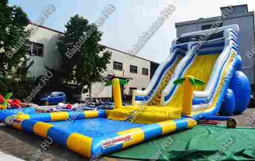 Надувная водная горка с бассейном «Пляжный оазис», 16*7*7 м