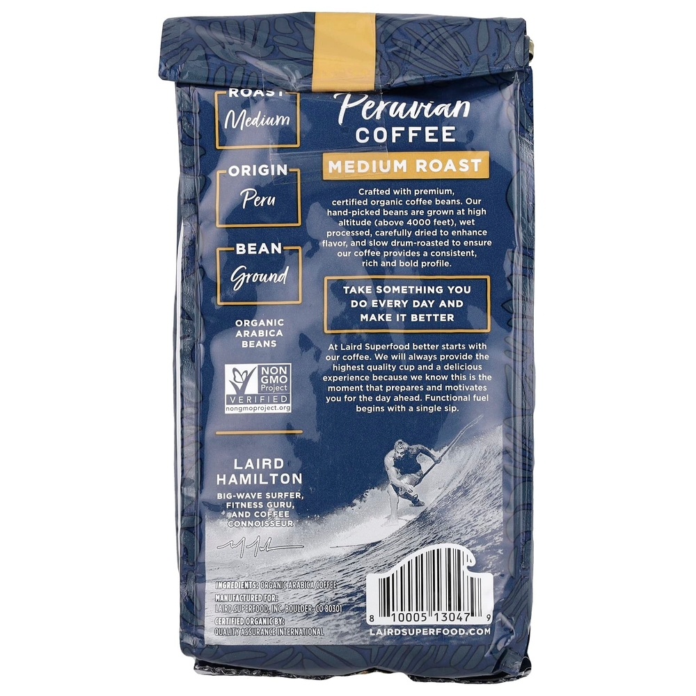 Laird Superfood, Перуанский кофе, молотый, средней обжарки, 340 г (12 унций)