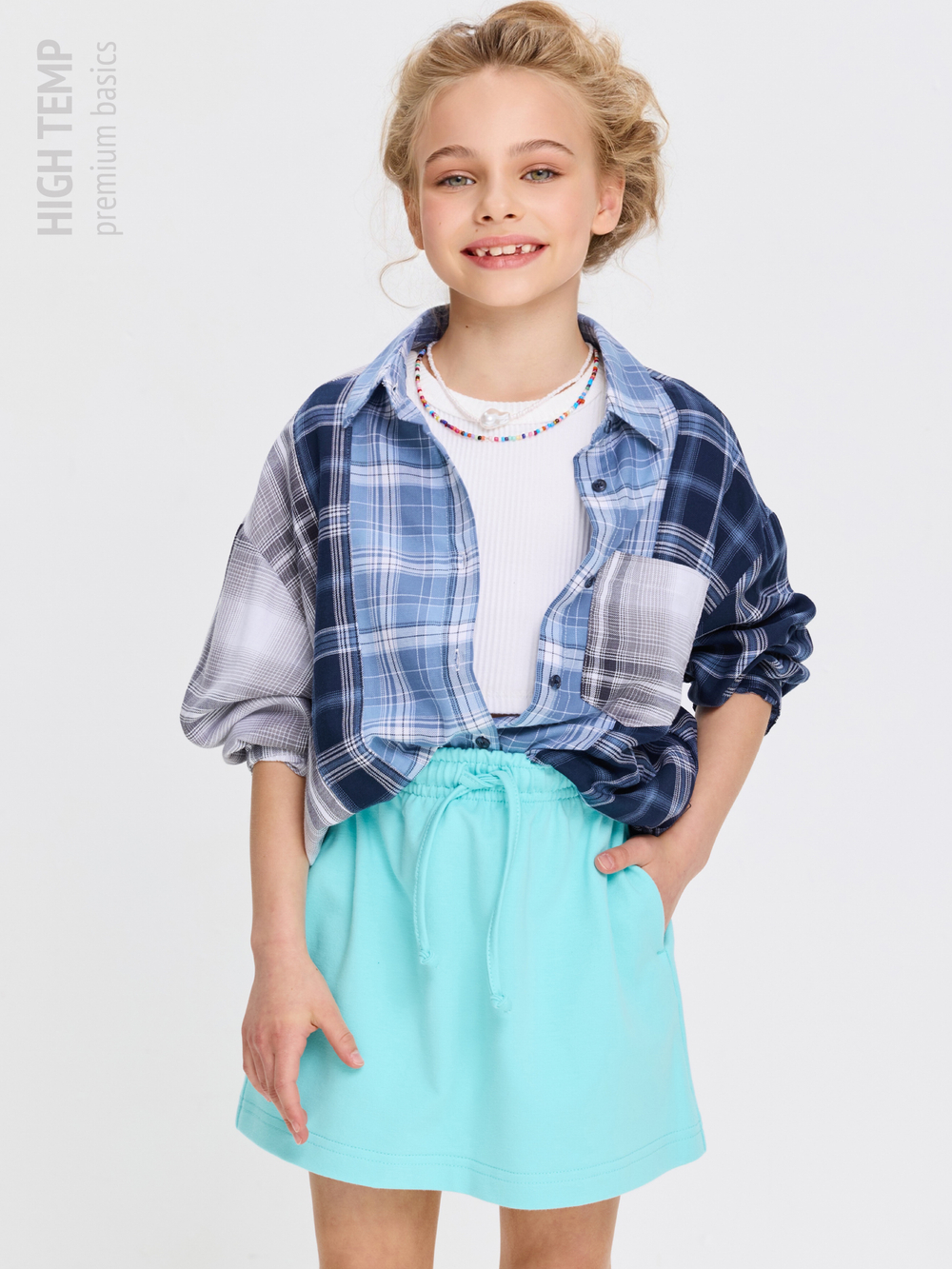 Мини юбка из футера с карманами