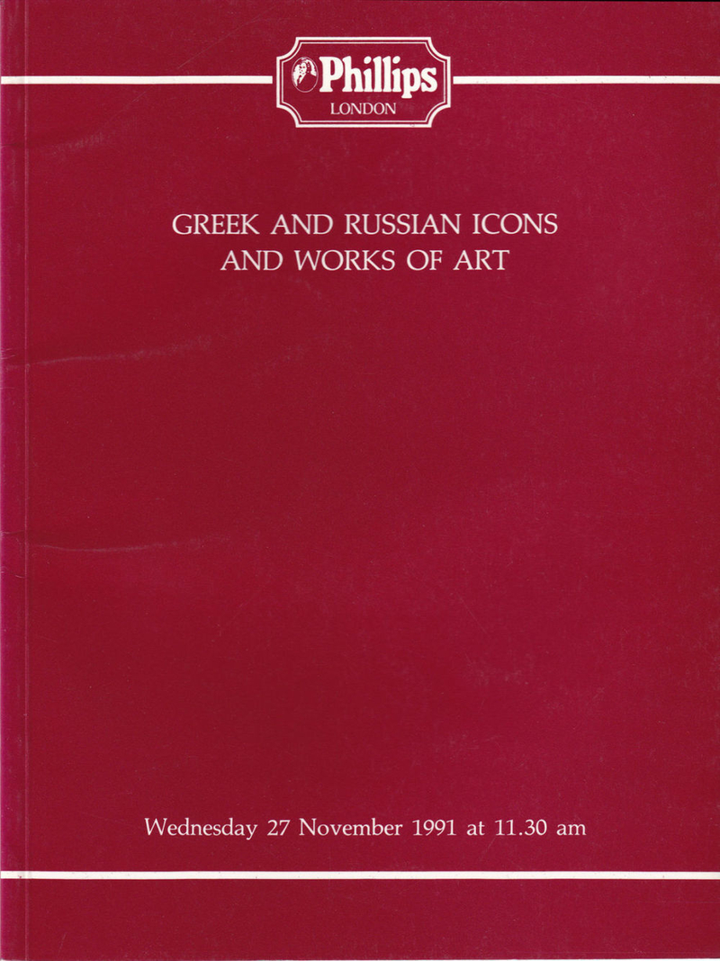 Каталог аукциона Phillips, Лондон, Греческие и русские иконы, русское искусство от 27 ноября 1991 года