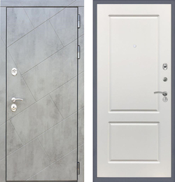 Входная металлическая дверь  с зеркалом RеX (РЕКС) 22 Бетон темный / ФЛ-117 Силк сноу (белый матовый,без текстуры)