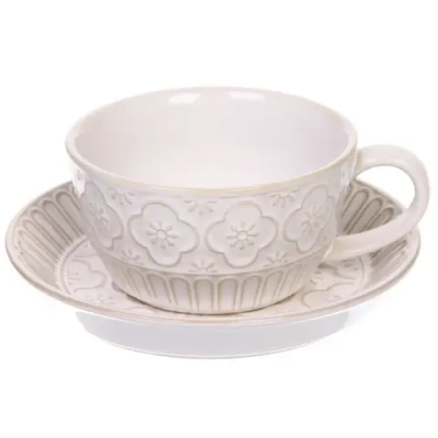 Чайная пара «Верона» (кружка 230мл, блюдце) цветы